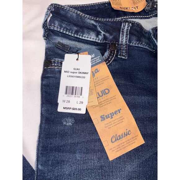 Silver Jeans Dark Wash Suki Mid-Rise Super Skinny women’s W28/L29 - Picture 4 of 8